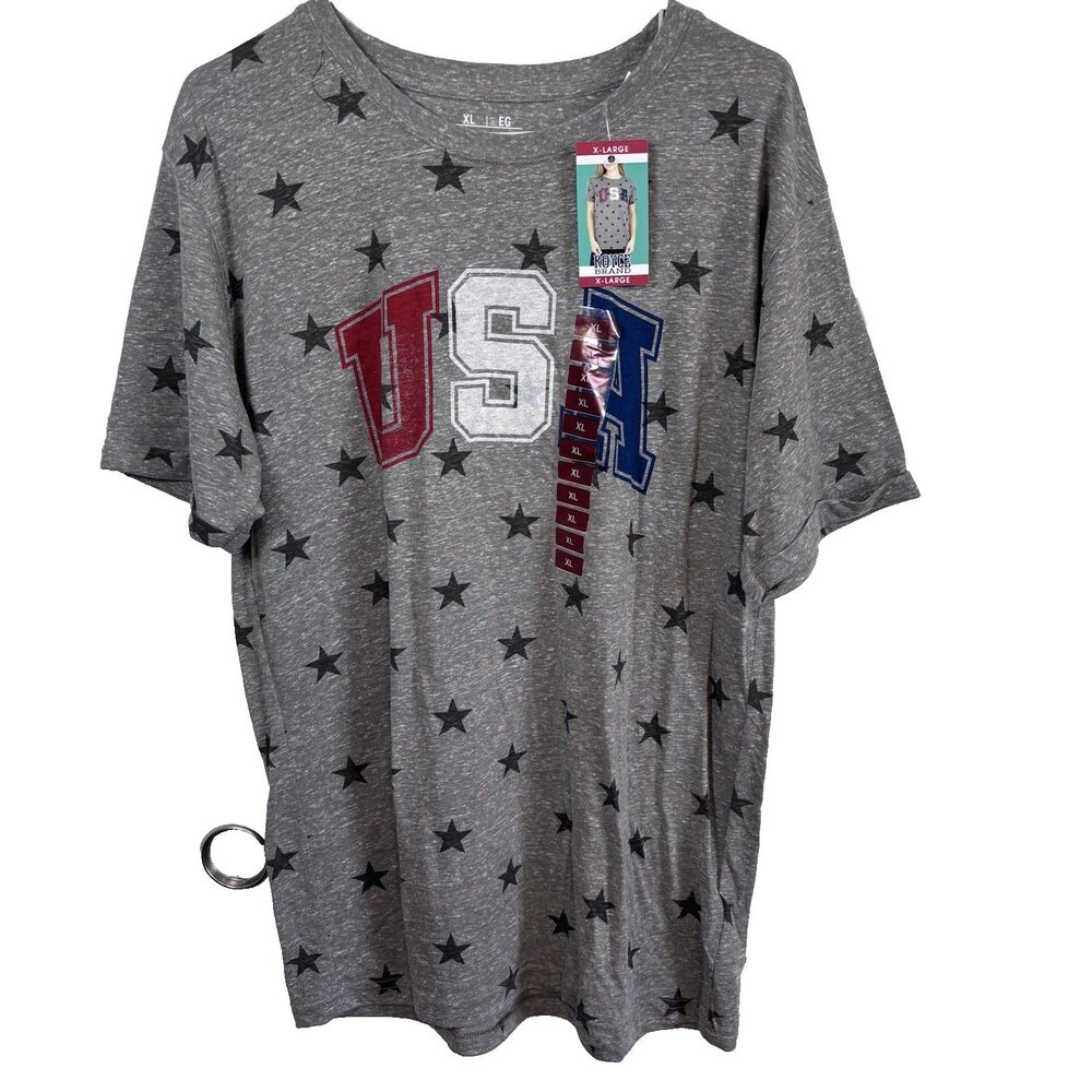 ROYCE BRAND Women Size XL  Short Sleeve Americana Tee Graphic T-Shirt Gray NWT